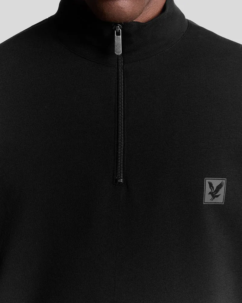 Lyle & Scott Herren-Lounge-Sweatshirt mit Viertelreißverschluss | Tiefschwarz