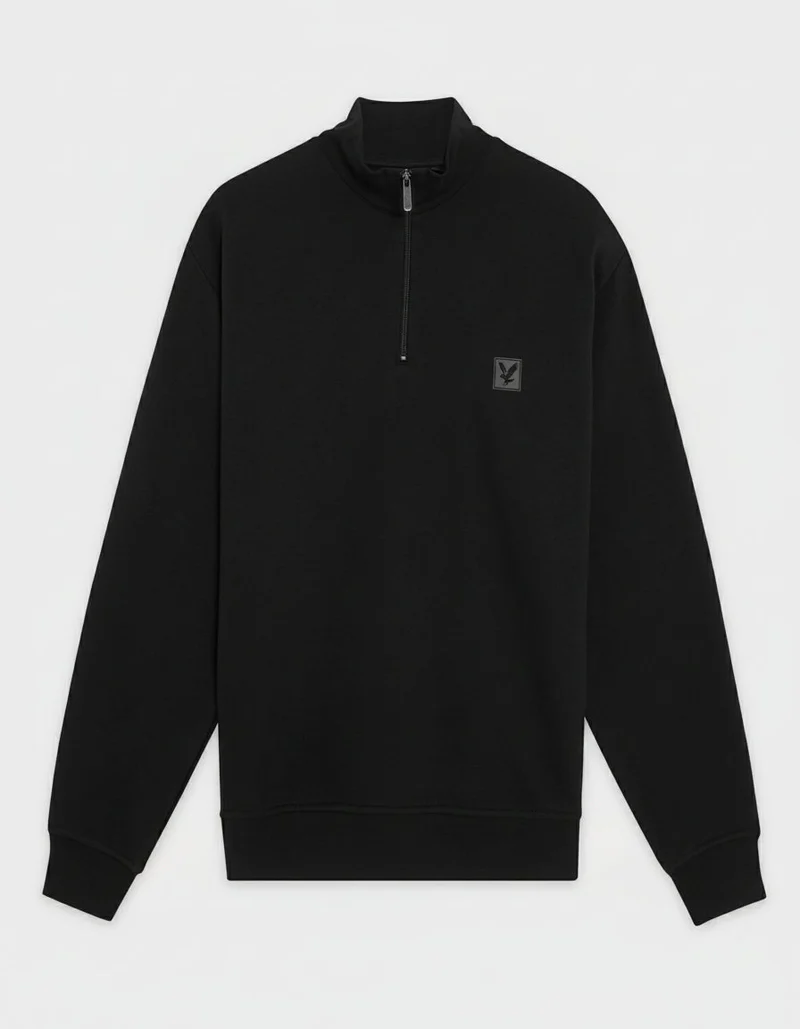 Lyle & Scott Herren-Lounge-Sweatshirt mit Viertelreißverschluss | Tiefschwarz