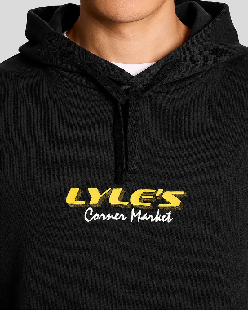 Lyle & Scott Corner Market Herren-Hoodie mit Grafikprint | Tiefschwarz