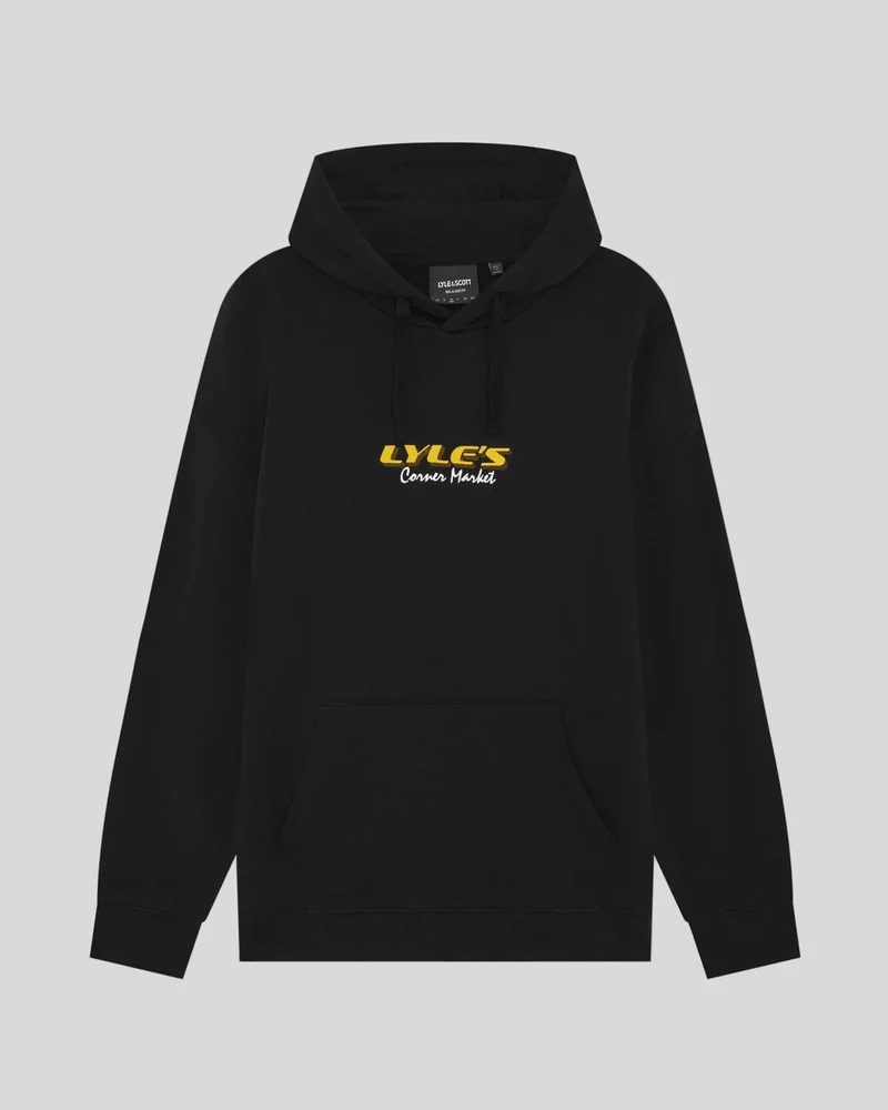 Lyle & Scott Corner Market Herren-Hoodie mit Grafikprint | Tiefschwarz