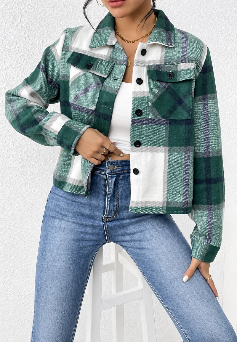Karierte Jacke mit Taschen – Nadorine
