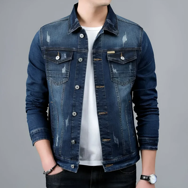 Herren-Jeansjacke im Washed-Look mit Pattentaschen – Armand