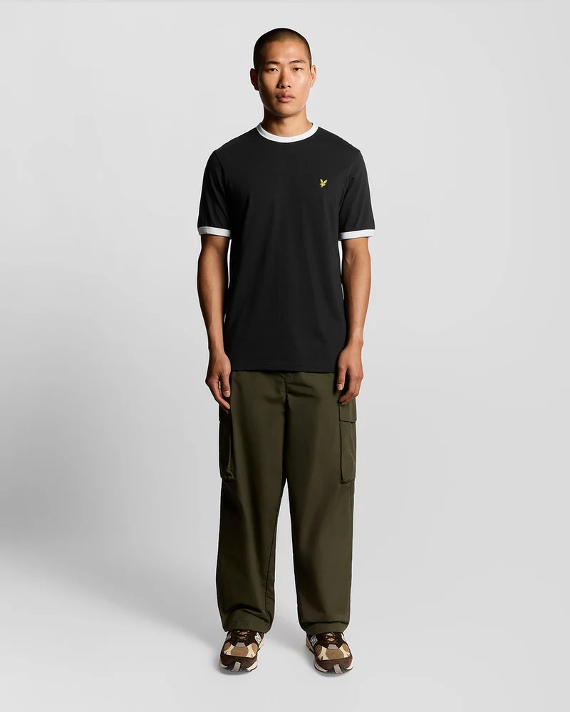 Lyle & Scott Herren-Ringer-T-Shirt | Tiefschwarz Weiß