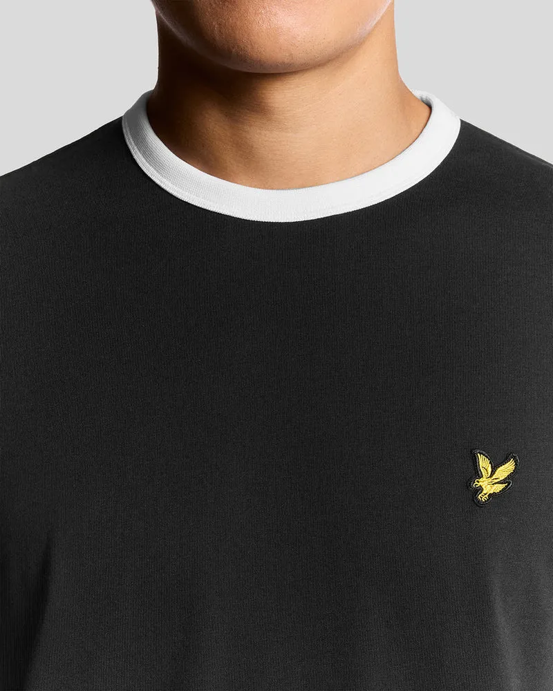 Lyle & Scott Herren-Ringer-T-Shirt | Tiefschwarz Weiß