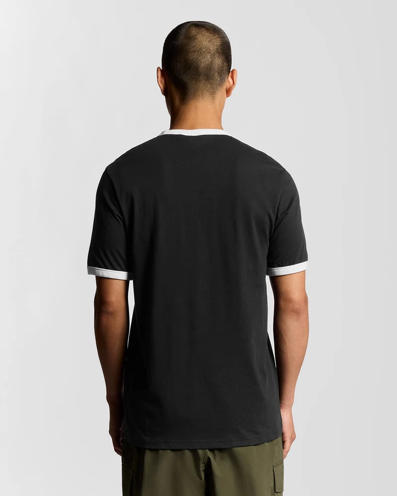 Lyle & Scott Herren-Ringer-T-Shirt | Tiefschwarz Weiß