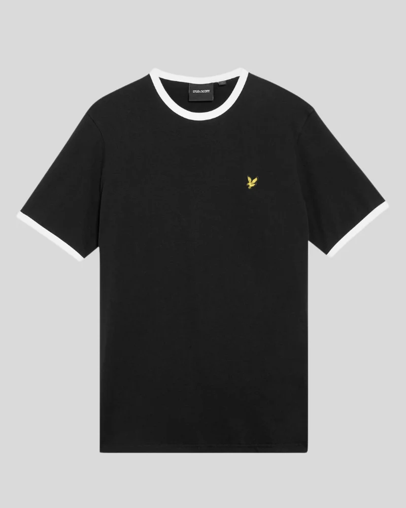 Lyle & Scott Herren-Ringer-T-Shirt | Tiefschwarz Weiß