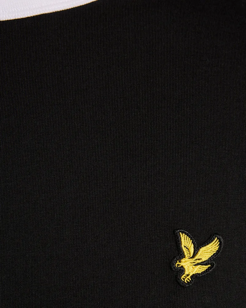 Lyle & Scott Herren-Ringer-T-Shirt | Tiefschwarz Weiß
