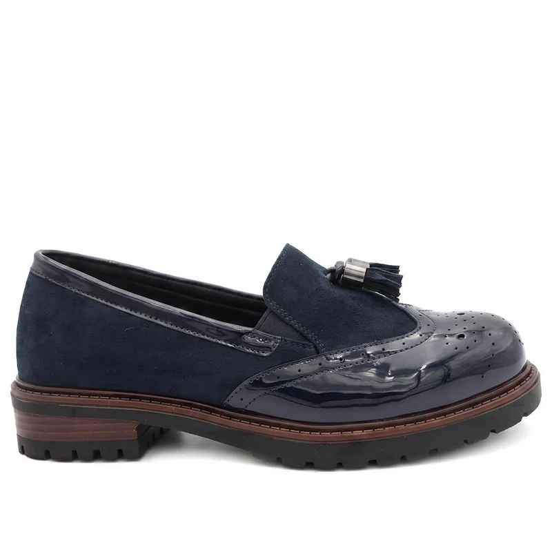 Wide Fit Heeled Moccasins - WOIL44016 / 329 597 - Navy