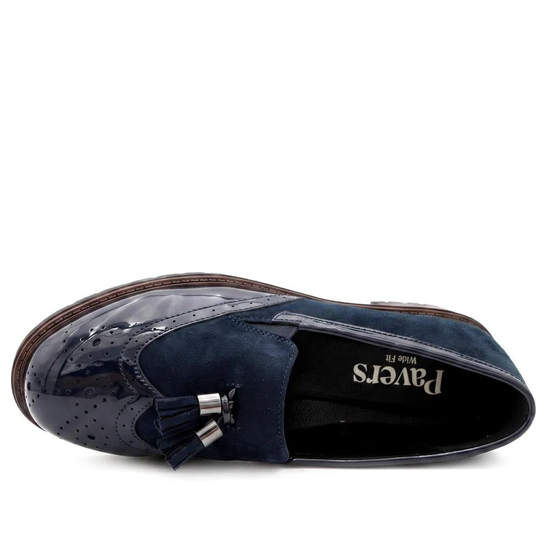 Wide Fit Heeled Moccasins - WOIL44016 / 329 597 - Navy