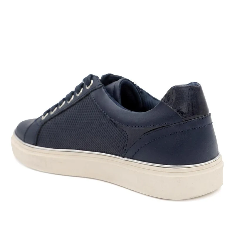 Wide Fit Zip & Lace Trainers With Grip Sole - WOIL42005 / 328 226 - Navy