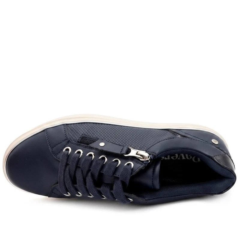 Wide Fit Zip & Lace Trainers With Grip Sole - WOIL42005 / 328 226 - Navy