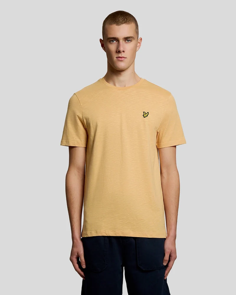 Lyle & Scott Herren-T-Shirt aus feiner Baumwolle (Slub-Muster) | Honigwabengelb