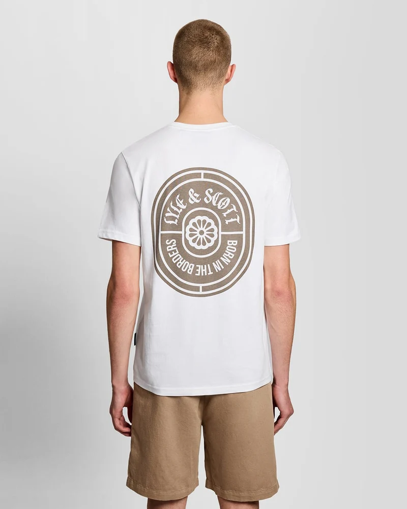 Lyle & Scott Herren-T-Shirt mit Borders Label Grafik | Weiß