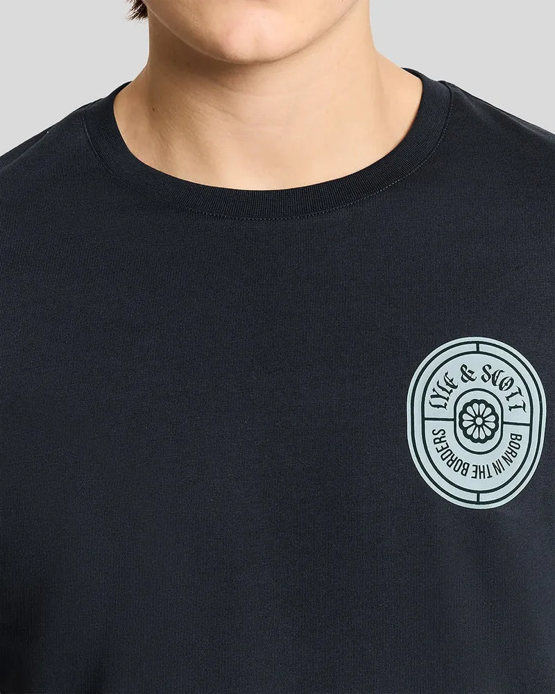 Lyle & Scott Herren-T-Shirt mit Borders Label-Grafik | Dunkelblau