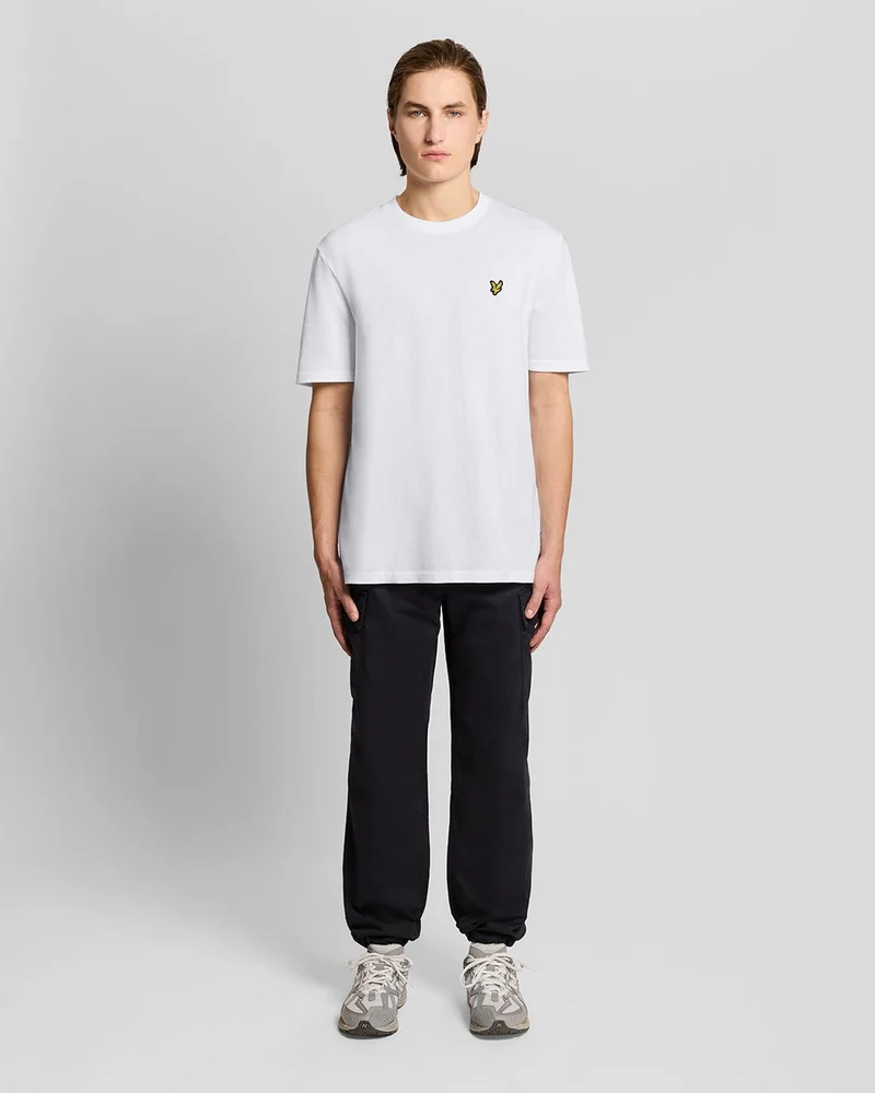 Lyle & Scott Herren-T-Shirt mit Popcorn-Jacquard-Muster | Weiß