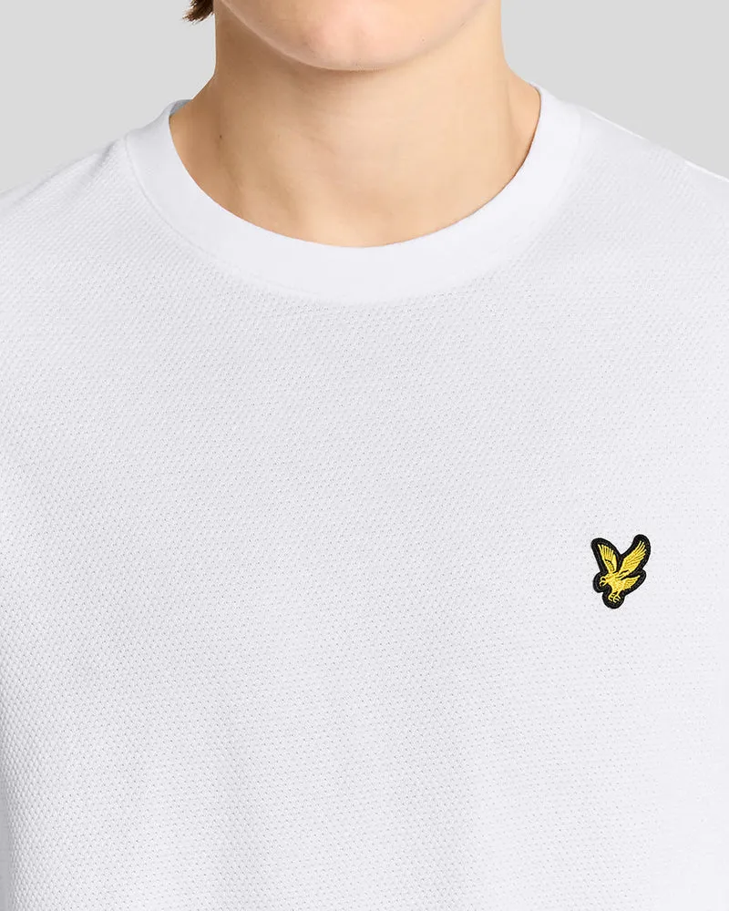 Lyle & Scott Herren-T-Shirt mit Popcorn-Jacquard-Muster | Weiß