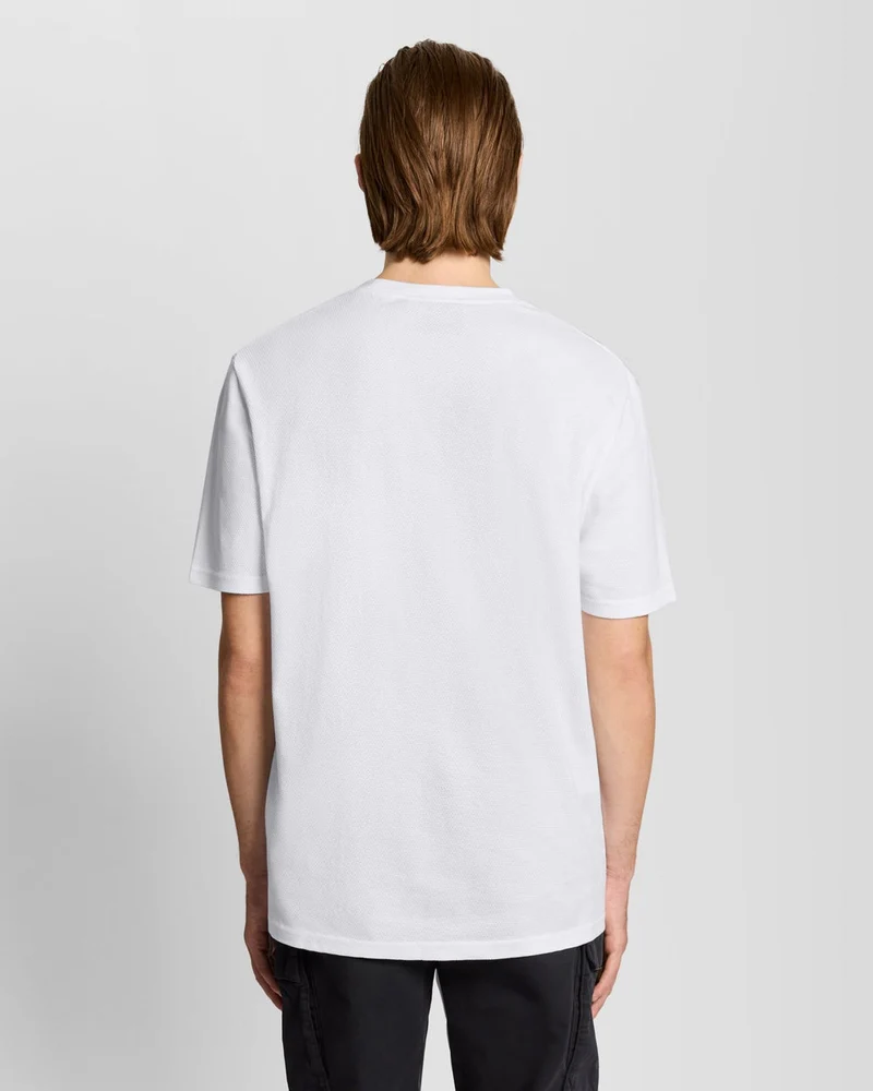Lyle & Scott Herren-T-Shirt mit Popcorn-Jacquard-Muster | Weiß