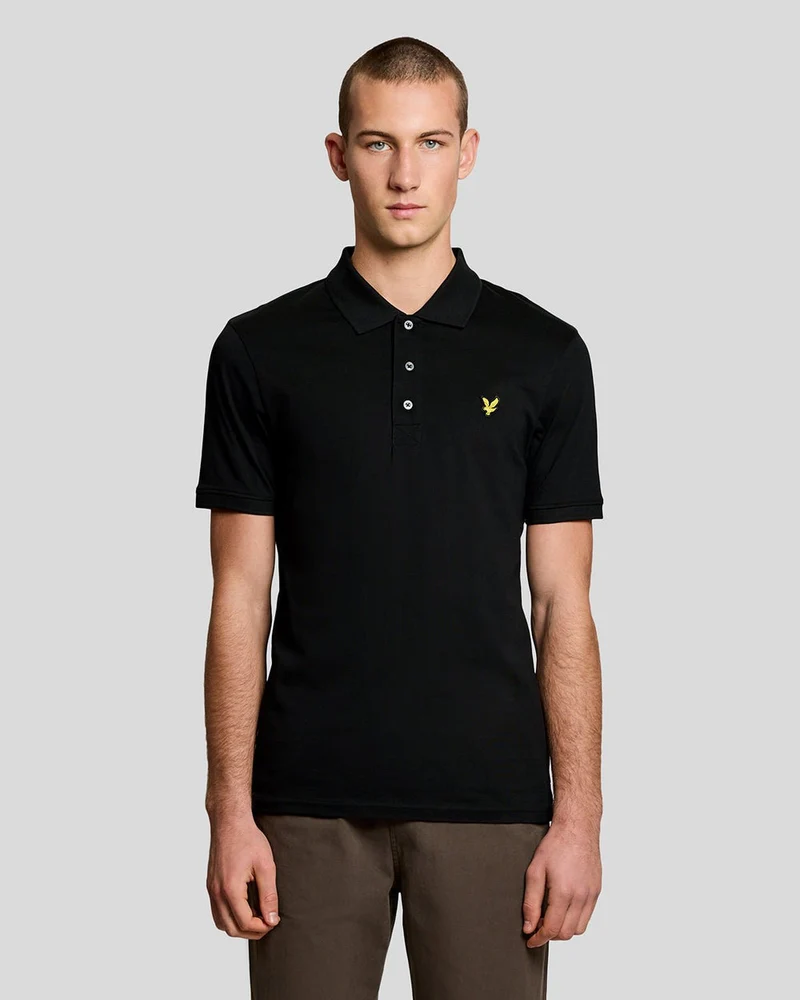 Lyle & Scott Herren-Poloshirt aus Baumwolljersey | Tiefschwarz