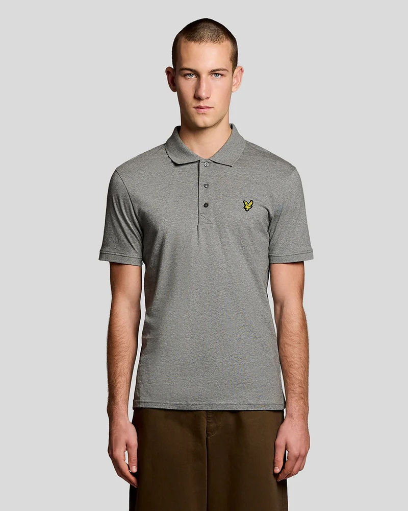 Lyle & Scott Herren-Poloshirt aus Baumwolljersey | Mittelgrau meliert