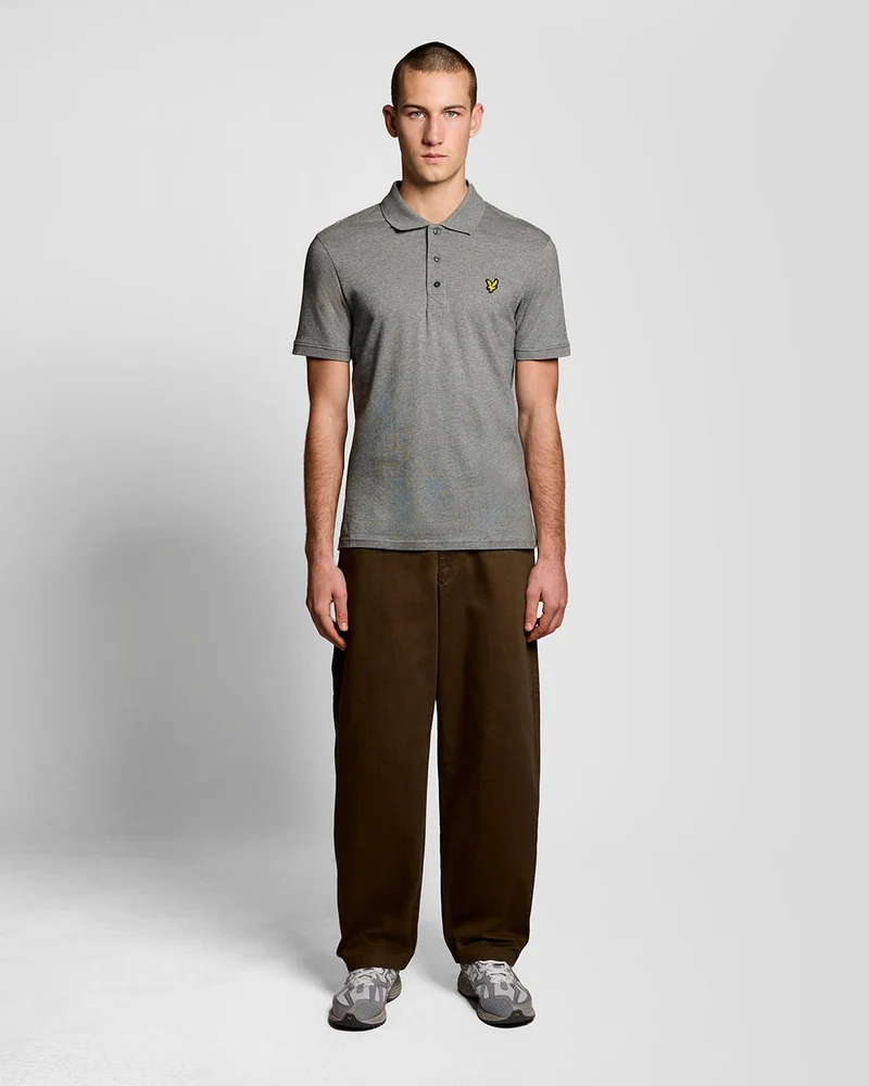 Lyle & Scott Herren-Poloshirt aus Baumwolljersey | Mittelgrau meliert