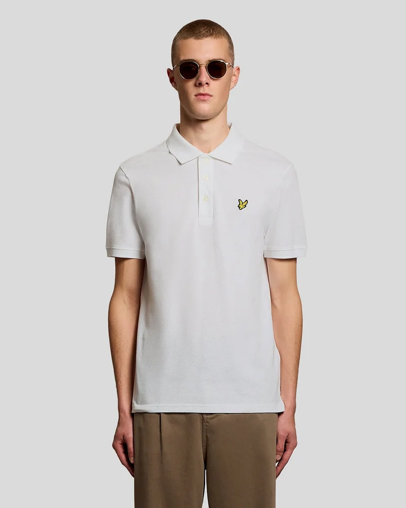 Lyle & Scott Herren-Poloshirt mit Jacquard-Struktur | Weiß