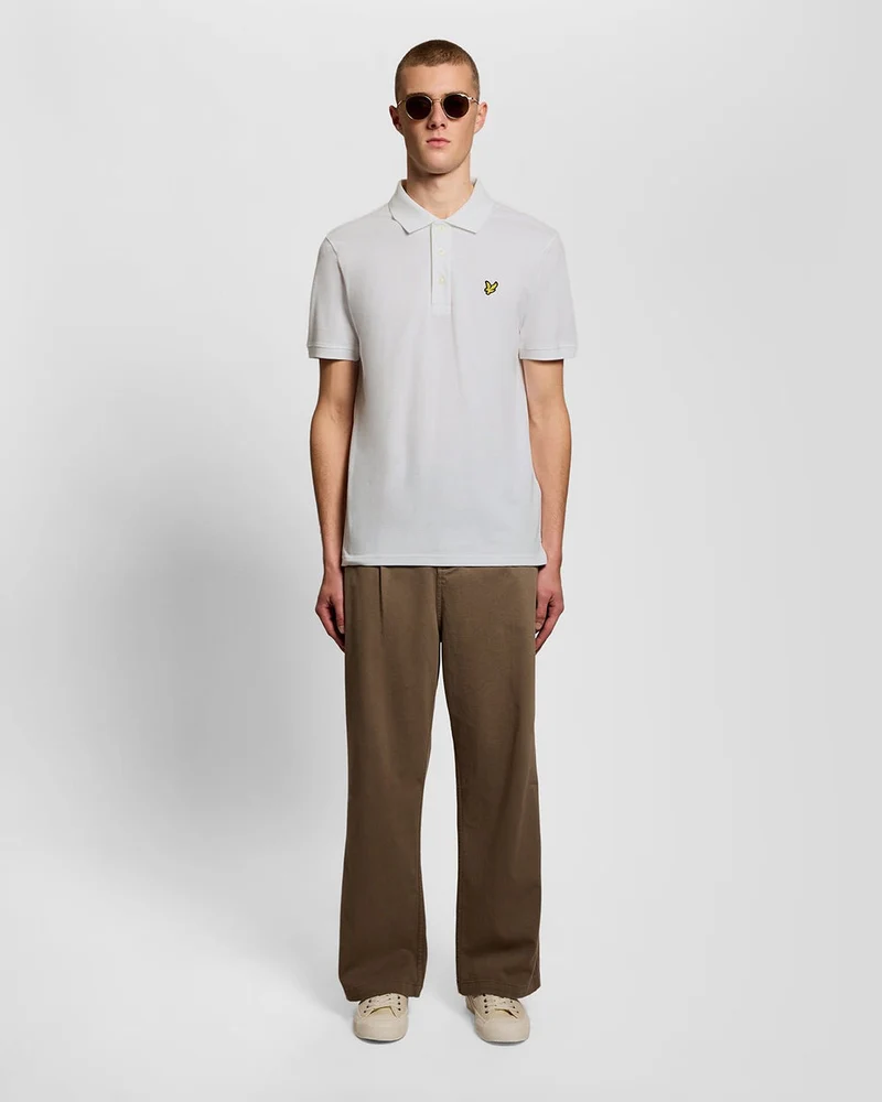 Lyle & Scott Herren-Poloshirt mit Jacquard-Struktur | Weiß