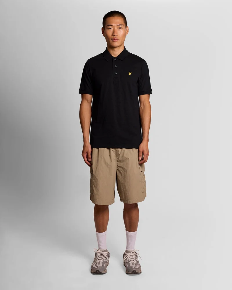 Lyle & Scott Herren-Polohemd aus feiner Baumwolle (Slub-Baumwolle) | Tiefschwarz