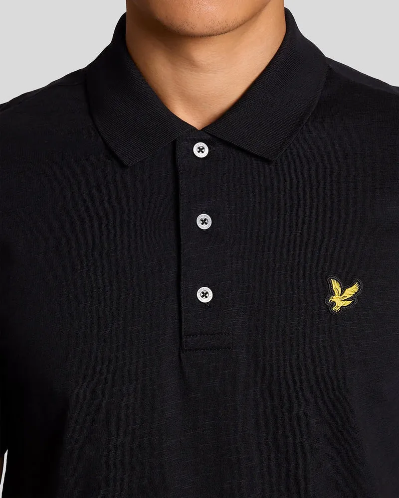 Lyle & Scott Herren-Polohemd aus feiner Baumwolle (Slub-Baumwolle) | Tiefschwarz
