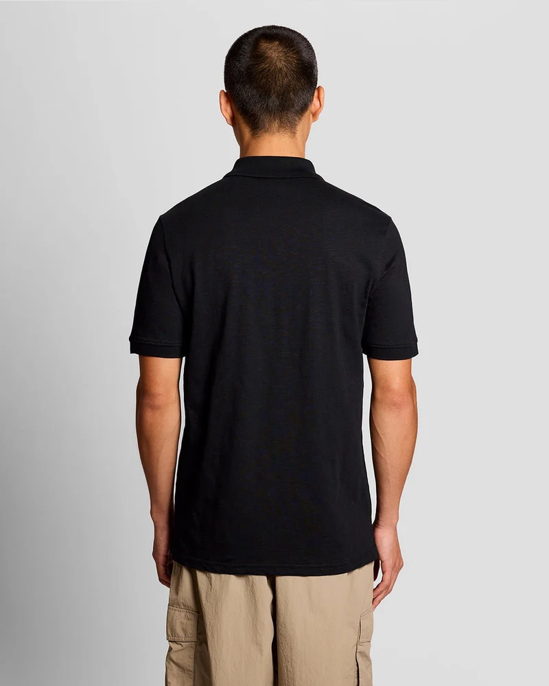 Lyle & Scott Herren-Polohemd aus feiner Baumwolle (Slub-Baumwolle) | Tiefschwarz