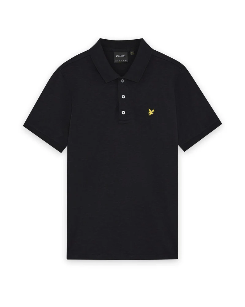 Lyle & Scott Herren-Polohemd aus feiner Baumwolle (Slub-Baumwolle) | Tiefschwarz
