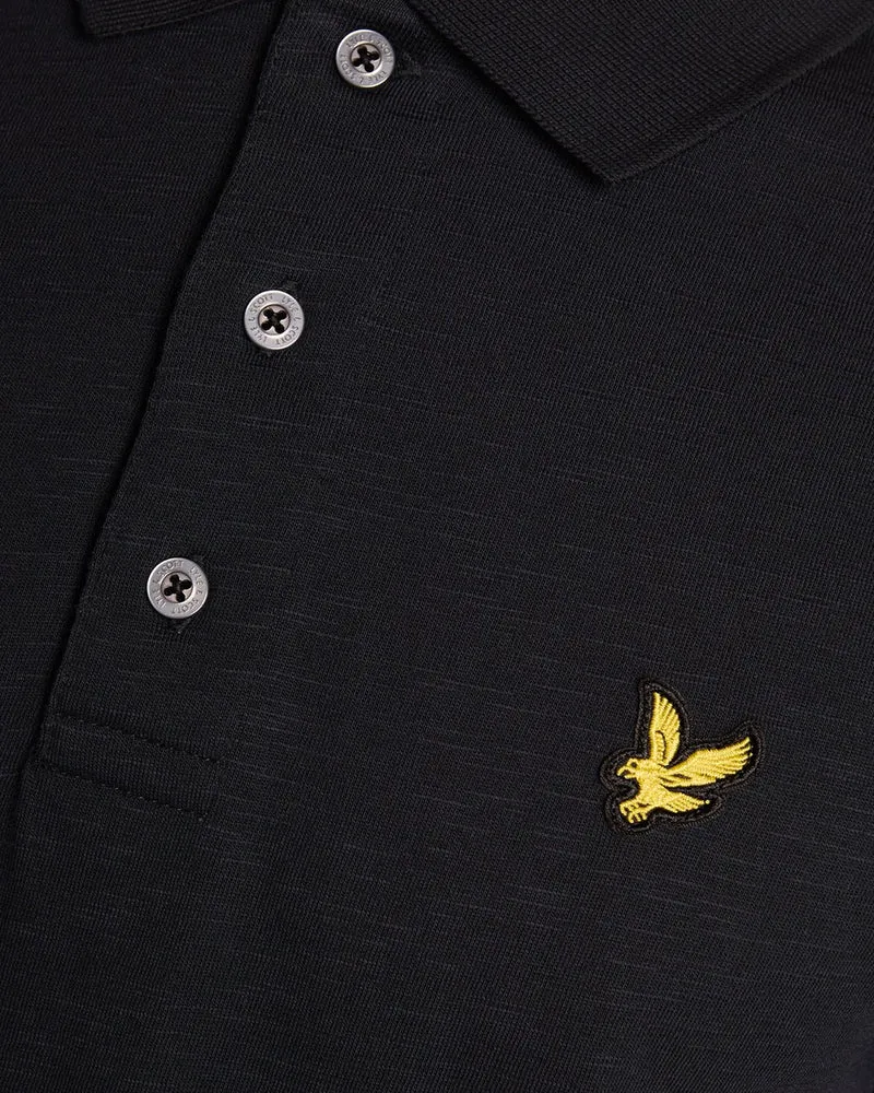 Lyle & Scott Herren-Polohemd aus feiner Baumwolle (Slub-Baumwolle) | Tiefschwarz