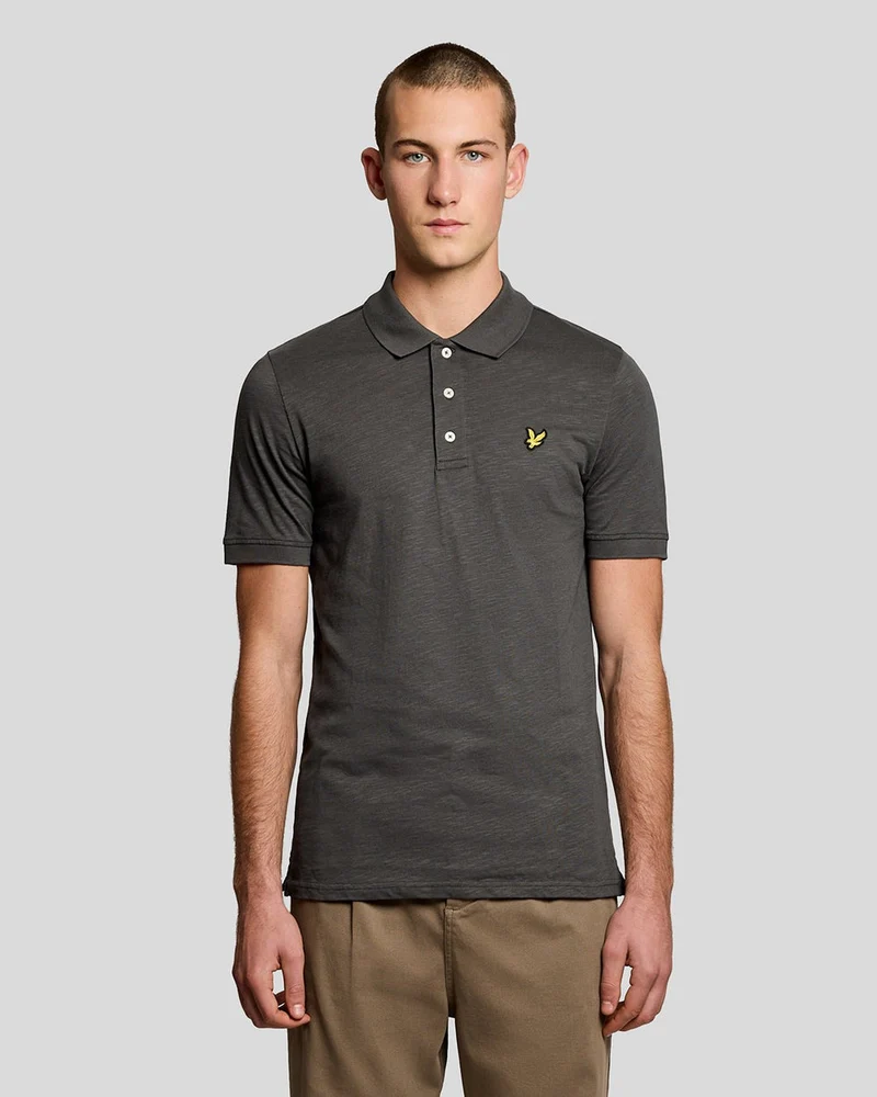 Lyle & Scott Herren-Polohemd aus feiner Baumwolle (Slub) | Gunmetal