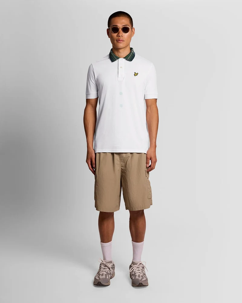 Lyle & Scott Herren-Poloshirt mit Tartankragen | Weiß