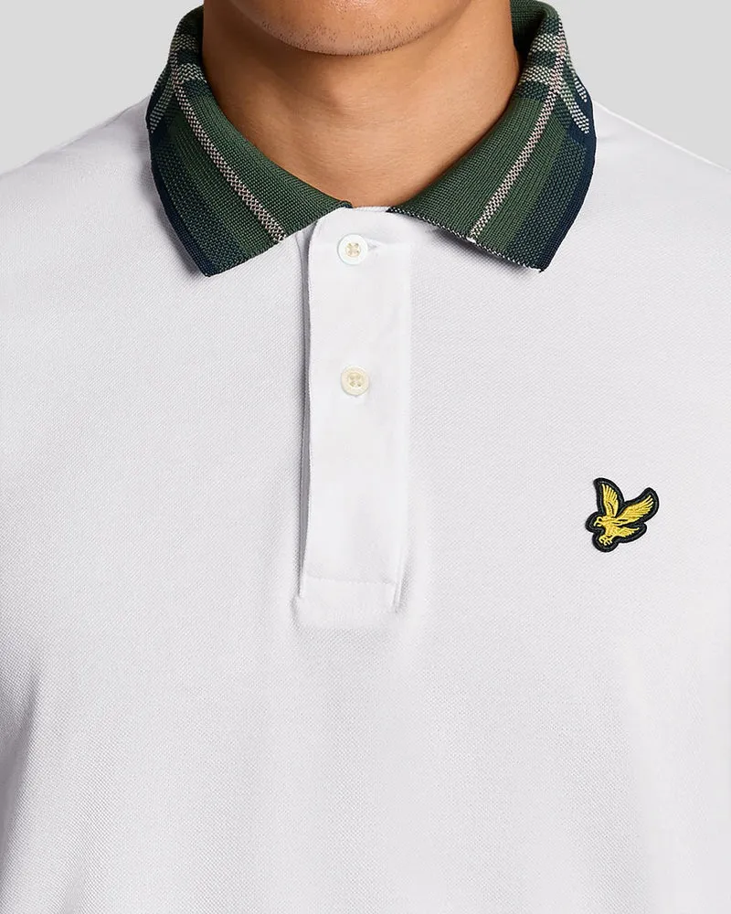 Lyle & Scott Herren-Poloshirt mit Tartankragen | Weiß