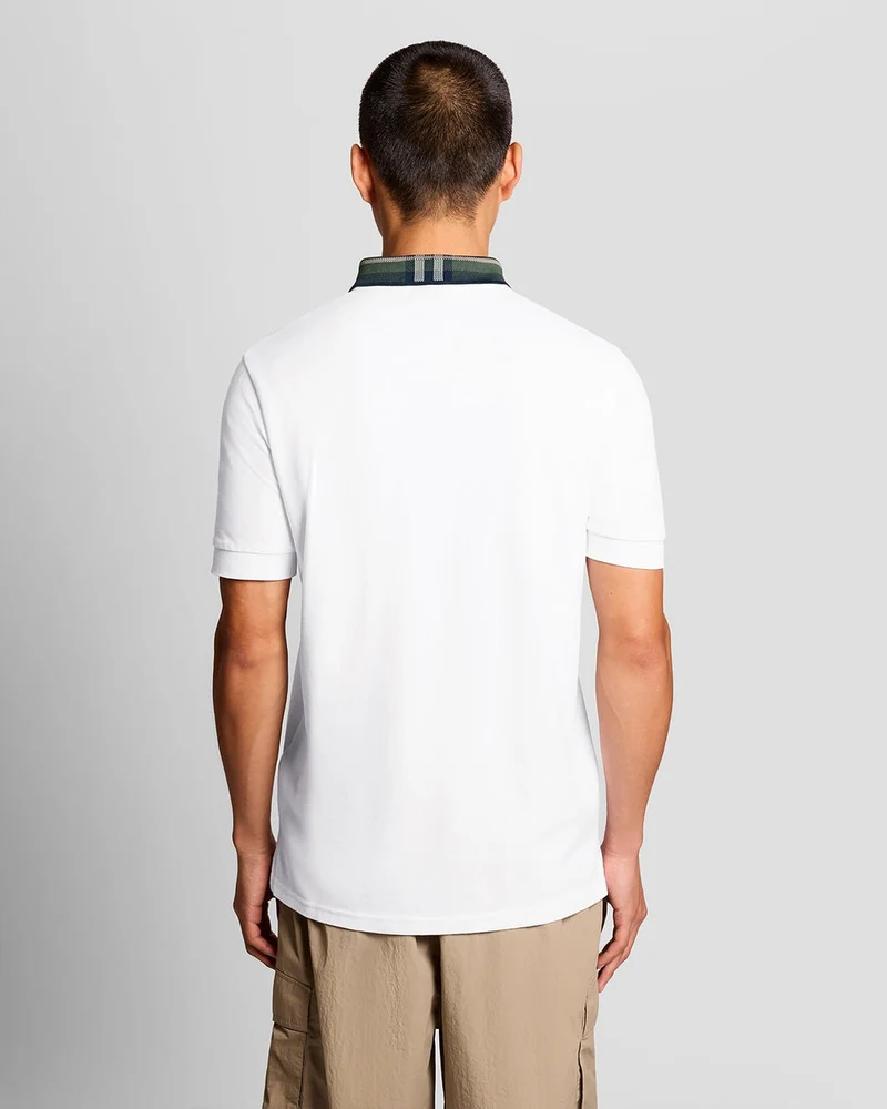Lyle & Scott Herren-Poloshirt mit Tartankragen | Weiß