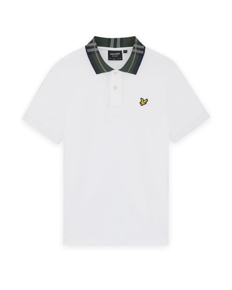 Lyle & Scott Herren-Poloshirt mit Tartankragen | Weiß