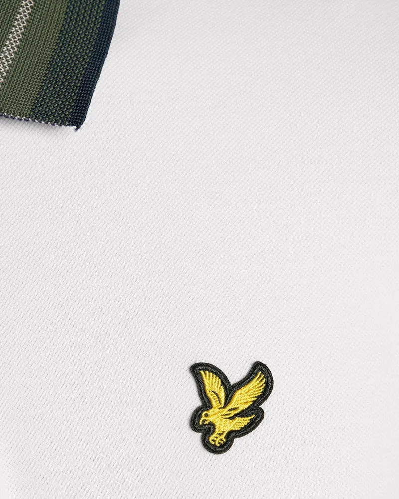 Lyle & Scott Herren-Poloshirt mit Tartankragen | Weiß