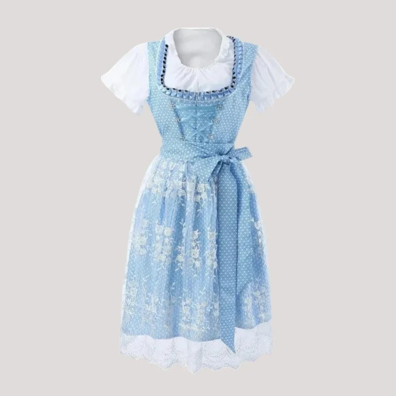 Emilia | Damen Blaues Oktoberfest Dirndl Im Landhausstil