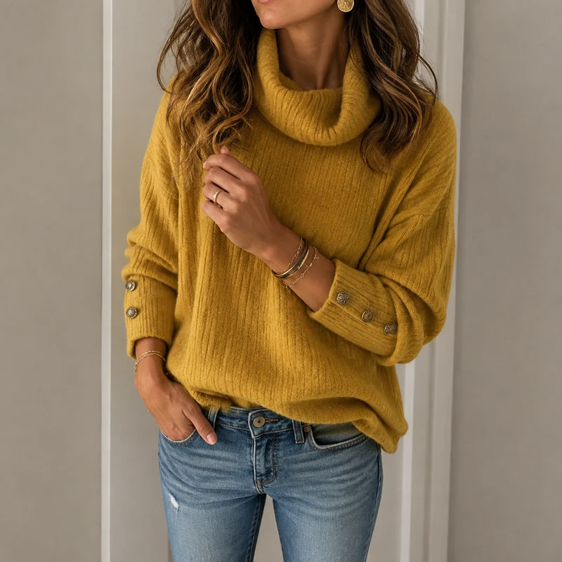 Hildegard | Damen Warme Strick Rollkragenpullover