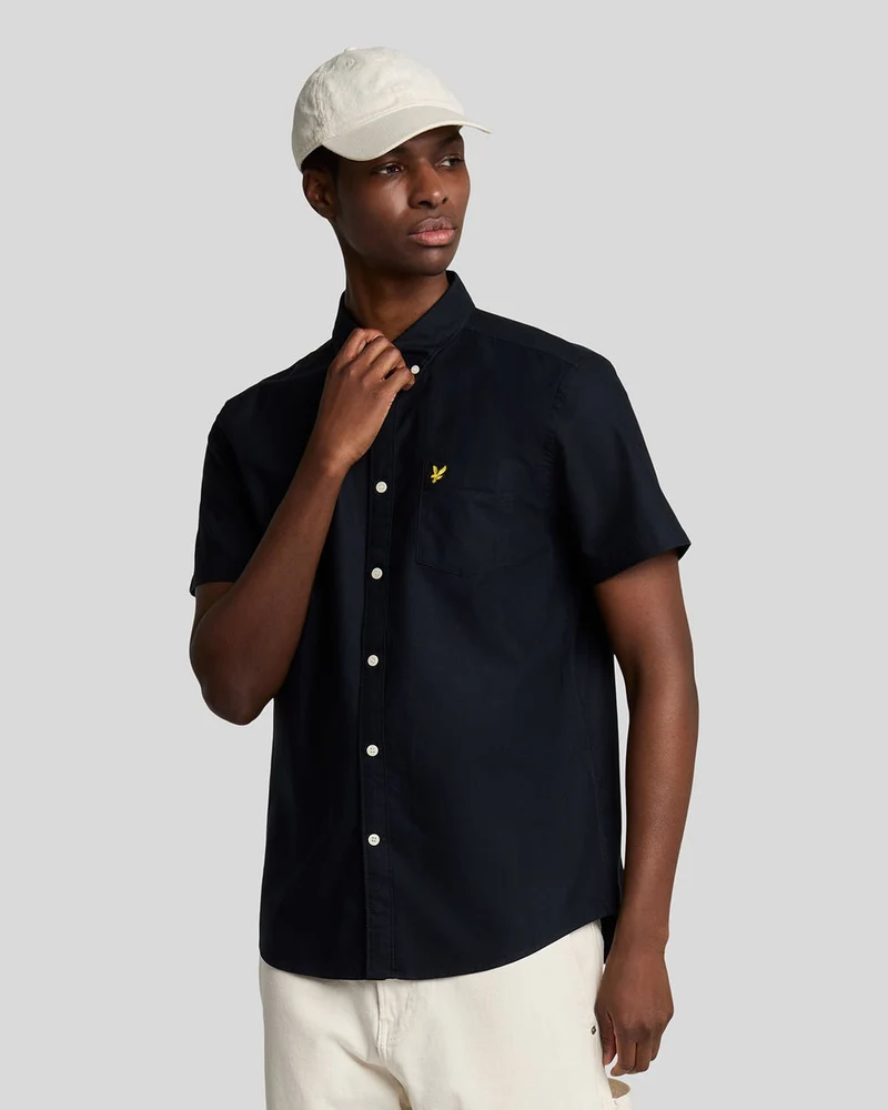 Lyle & Scott Herren-Oxfordhemd mit kurzen Ärmeln | Dunkelblau