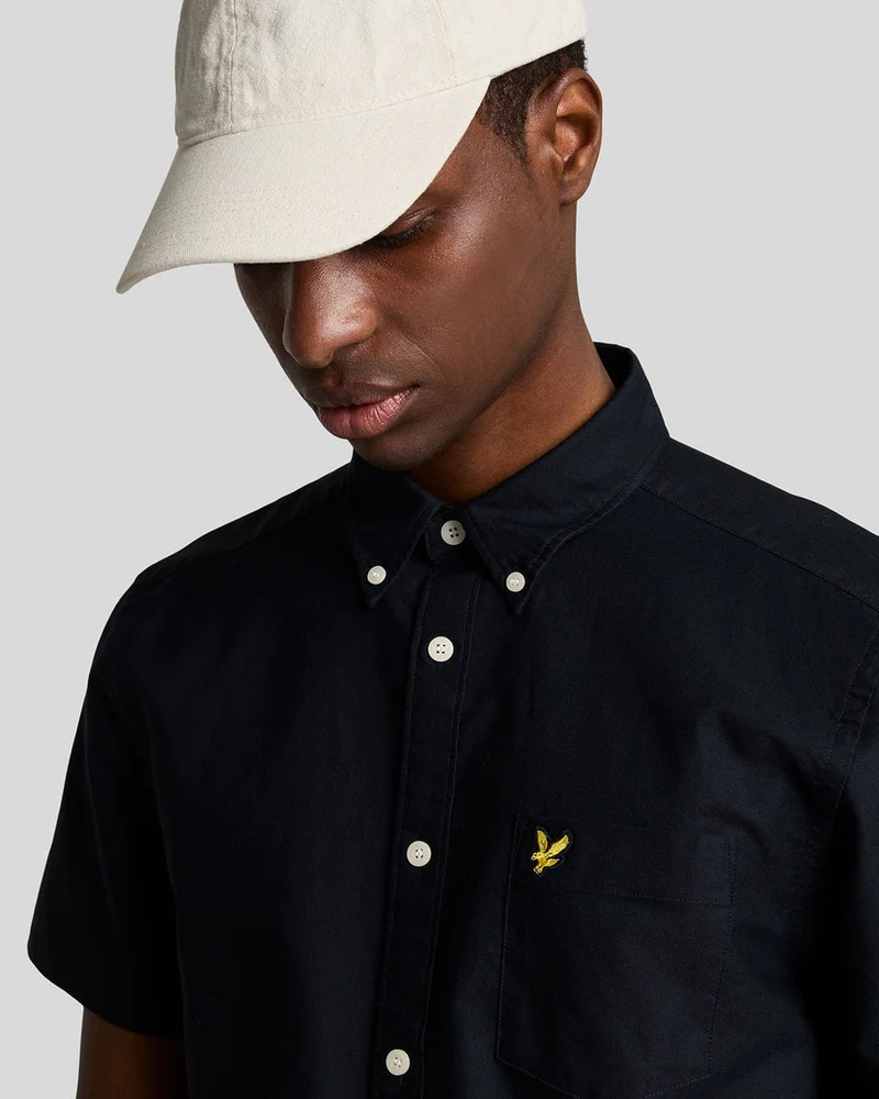 Lyle & Scott Herren-Oxfordhemd mit kurzen Ärmeln | Dunkelblau