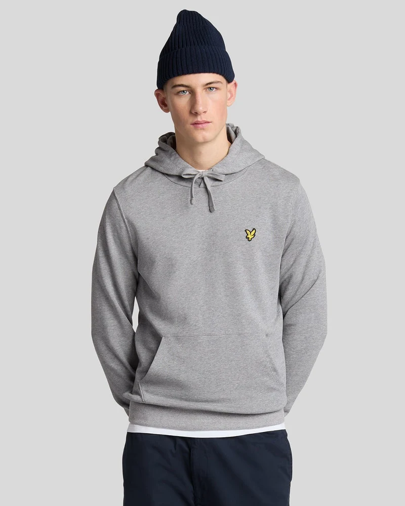 Lyle & Scott Herren-Hoodie aus Baumwolle mit Loopback-Muster | Mittelgrau meliert