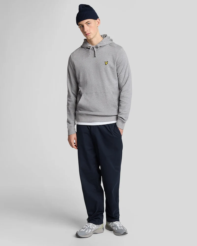 Lyle & Scott Herren-Hoodie aus Baumwolle mit Loopback-Muster | Mittelgrau meliert