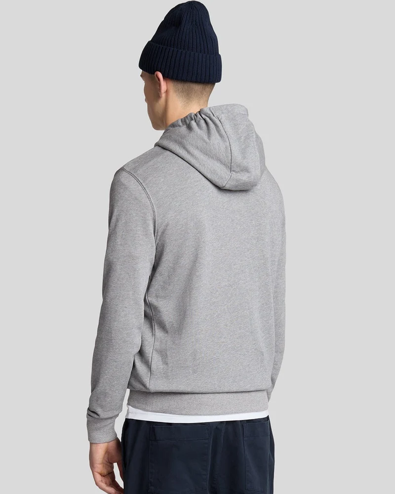 Lyle & Scott Herren-Hoodie aus Baumwolle mit Loopback-Muster | Mittelgrau meliert
