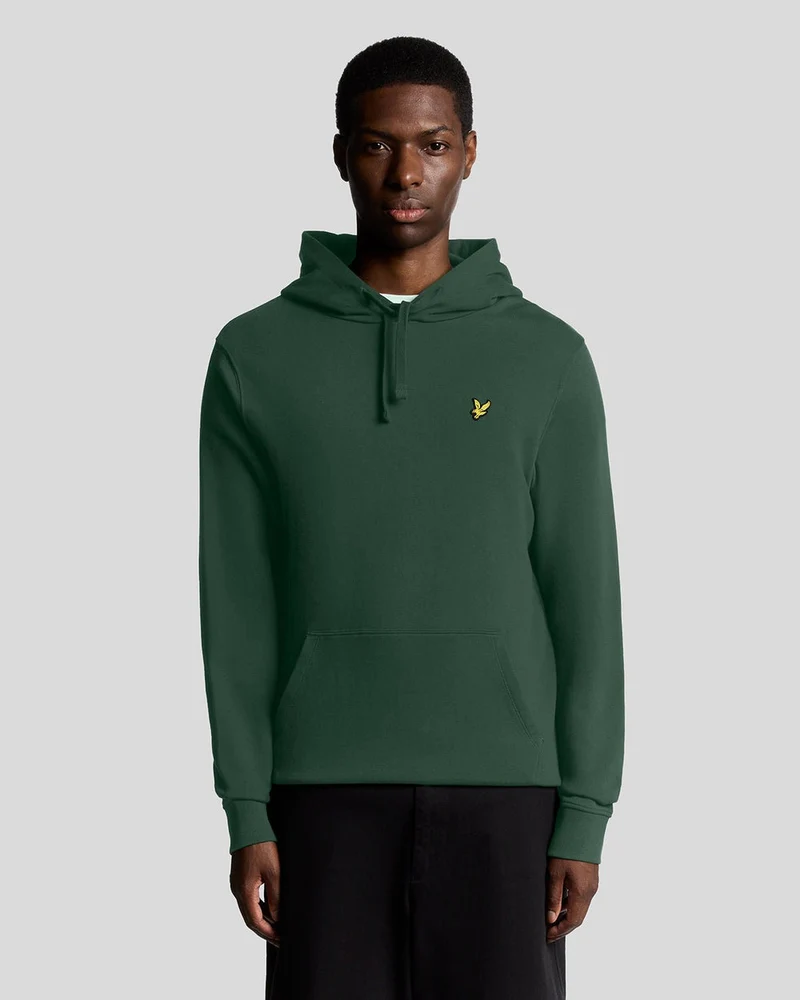 Lyle & Scott Herren-Hoodie aus Baumwolle mit Loopback-Muster | Dunkelgrün