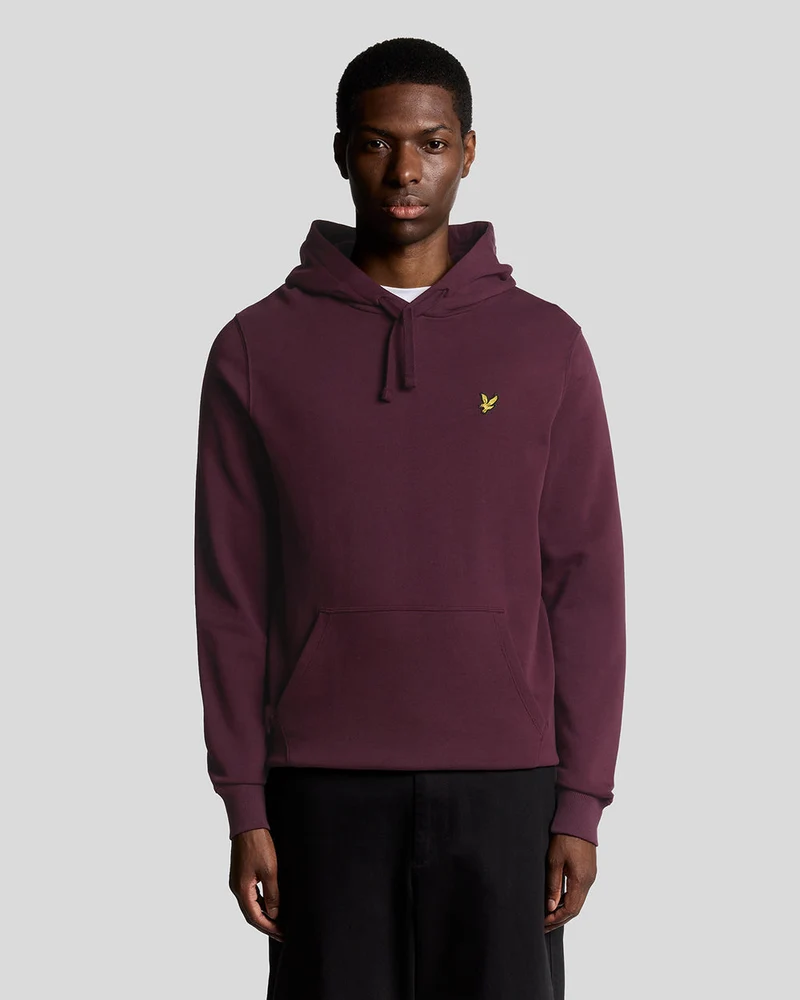 Lyle & Scott Herren-Hoodie aus Baumwolle mit Loopback-Muster | Burgunderrot