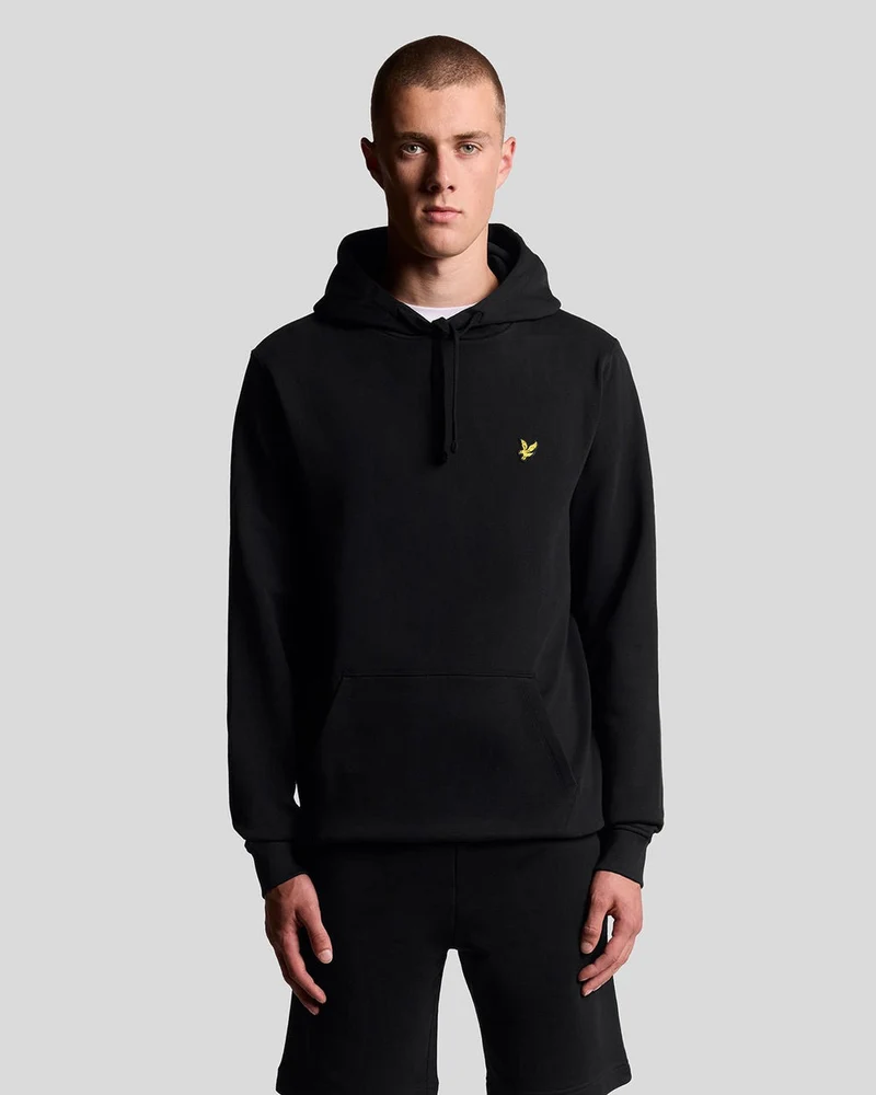 Lyle & Scott Herren-Hoodie aus Baumwolle mit Loopback-Muster | Schwarz