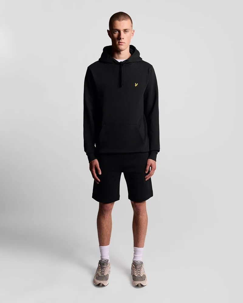 Lyle & Scott Herren-Hoodie aus Baumwolle mit Loopback-Muster | Schwarz