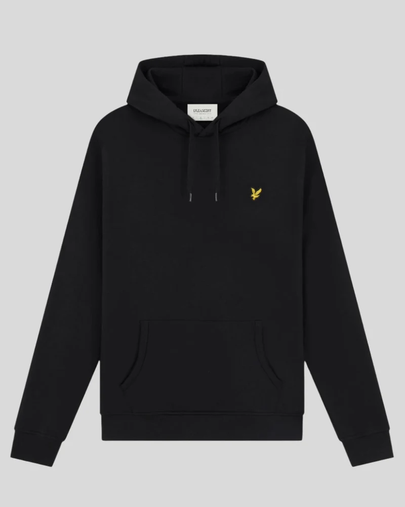 Lyle & Scott Herren-Hoodie aus Baumwolle mit Loopback-Muster | Schwarz