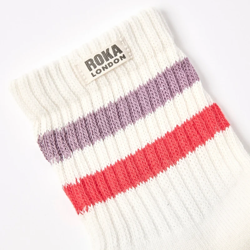ROKA Windsor-Streifen-Socken aus Bio-Baumwolle | Flint /Rot